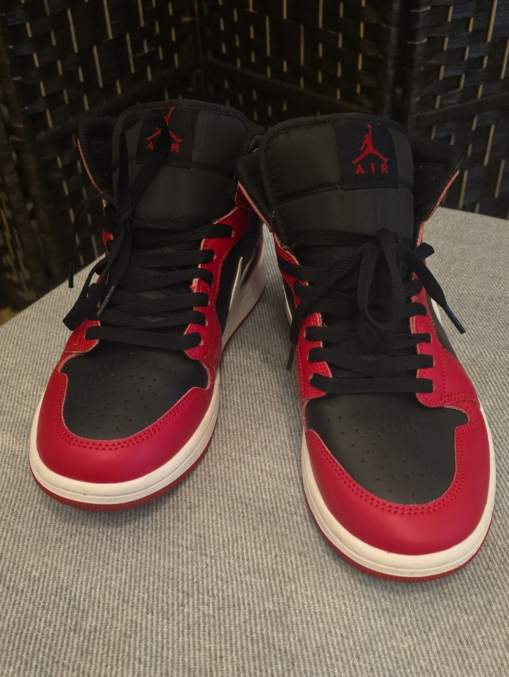 Nike Air Jordan 1 Mid Alternate Bred Black Gym Red White Sneakers, Size 9.5